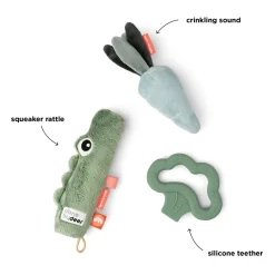 Baby aktivitetslegetøj 3 stk. - Croco - Grøn