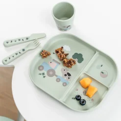 Foodie spisesæt m/sugekop Tiny farm Grøn