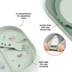 Foodie spisesæt m/sugekop Tiny farm Grøn