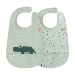 Hagesmæk med velcro 2-pak - Croco - Grøn