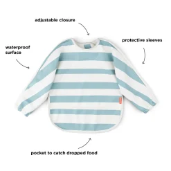 Hagesmæk m/ærmer og lomme - Striber - Blå