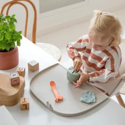 Hagesmæk m/ærmer og lomme - Striber - Papaya