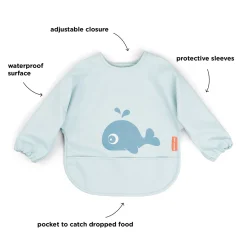 Hagesmæk m/ærmer og lomme - Wally - Blå