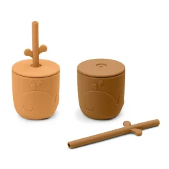 Peekaboo sugerørskop 2 stk. - Wally - Mustard