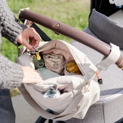 Quiltet barnevognstaske - sand