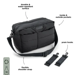 Quiltet barnevognstaske - sort