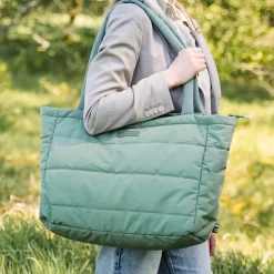 Quiltet pusle tote bag - Grøn