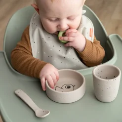 Silikone første spisesæt - Birdee - Sand
