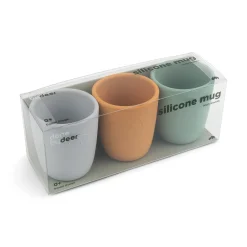 Silikone mini kop 3 stk. - Grøn/Mustard/Grå