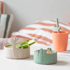 Silikone skål sæt 2 stk - Lalee - Sand/Grøn