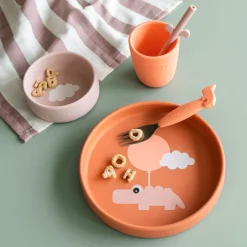 Silikone spisesæt - Happy clouds - Papaya