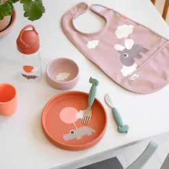 Silikone spisesæt - Happy clouds - Papaya