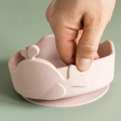 Silikone Stick&Stay skål & babyske - Wally - Blå