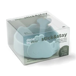 Silikone Stick&Stay skål & babyske - Wally - Blå