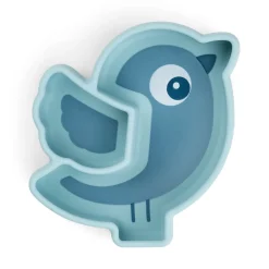 Silikone Stick&Stay snacktallerken - Birdee - Blå