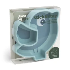 Silikone Stick&Stay snacktallerken - Birdee - Blå