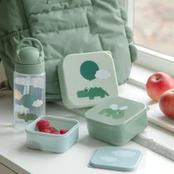 Snack boks sæt 3 stk. - Happy clouds - Grøn